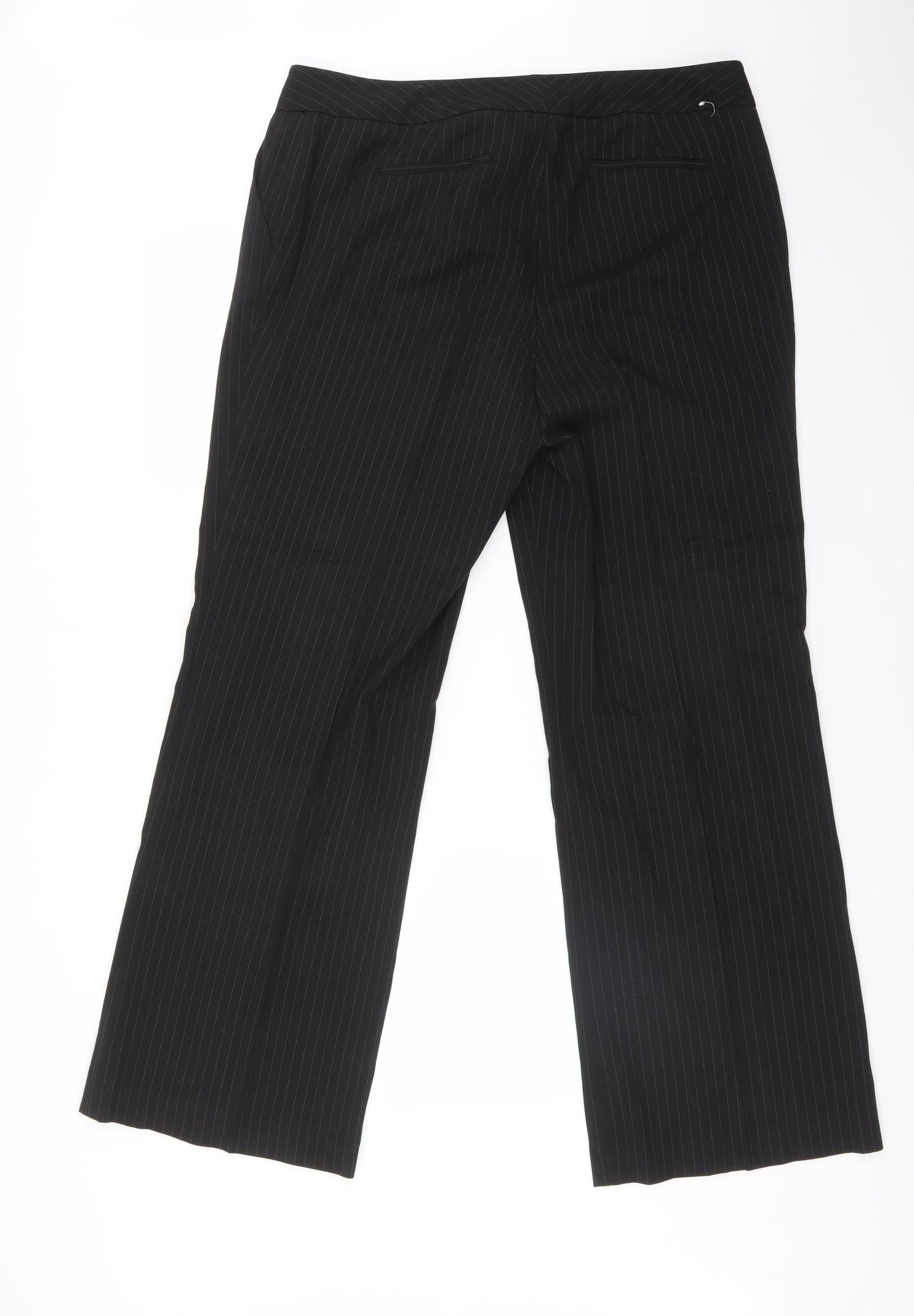 THE DEPARTMENT Womens Black Striped Polyester Dress Pants Trousers Size 18 L31 in Regular