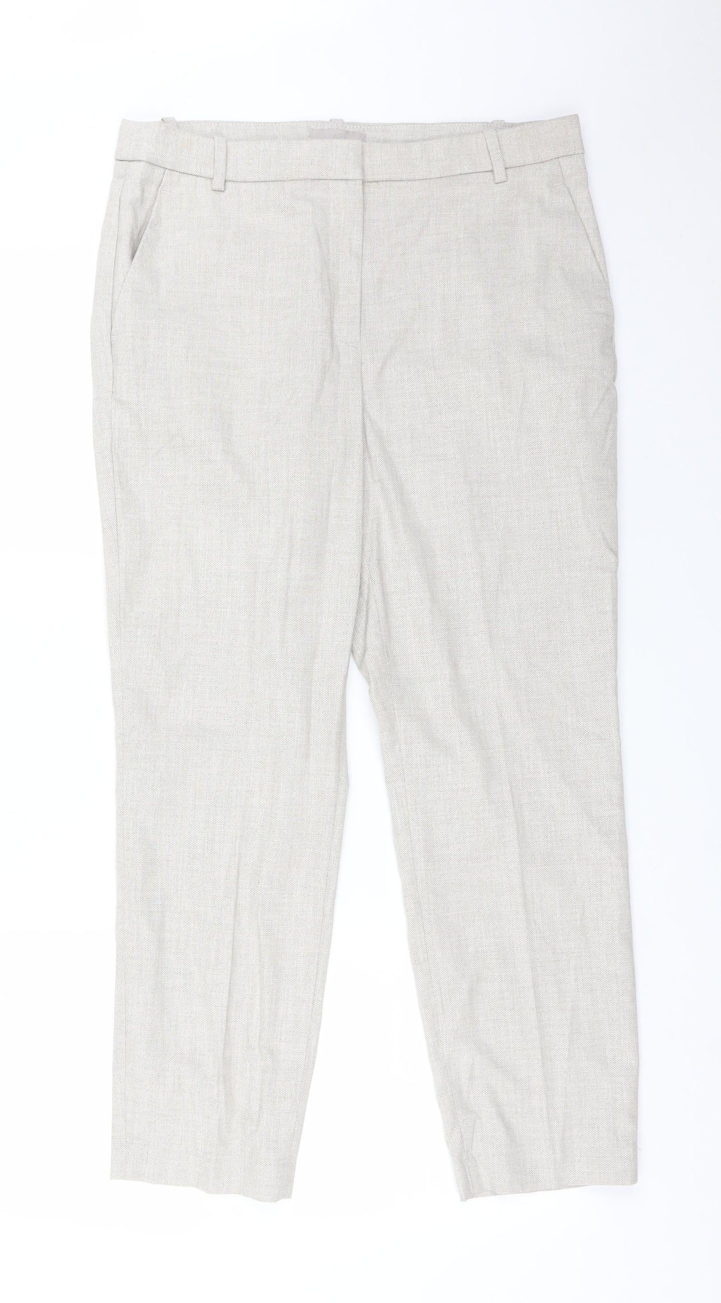 H7M Womens Beige  Polyester Carrot Trousers Size 12 L26 in Regular