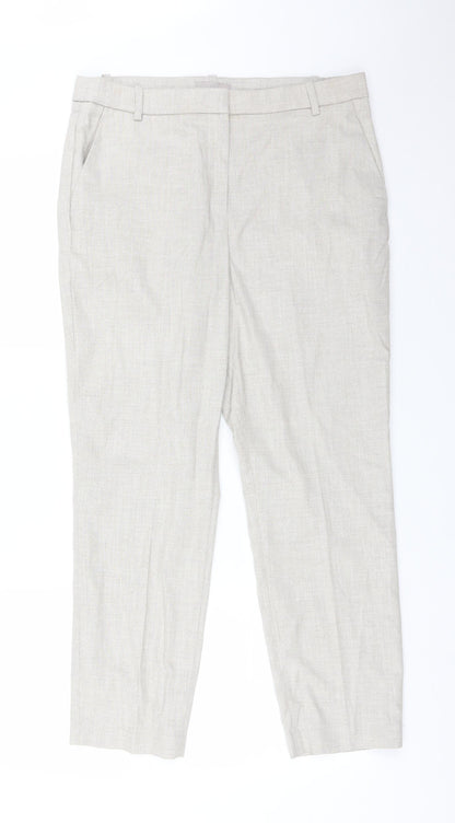 H7M Womens Beige  Polyester Carrot Trousers Size 12 L26 in Regular