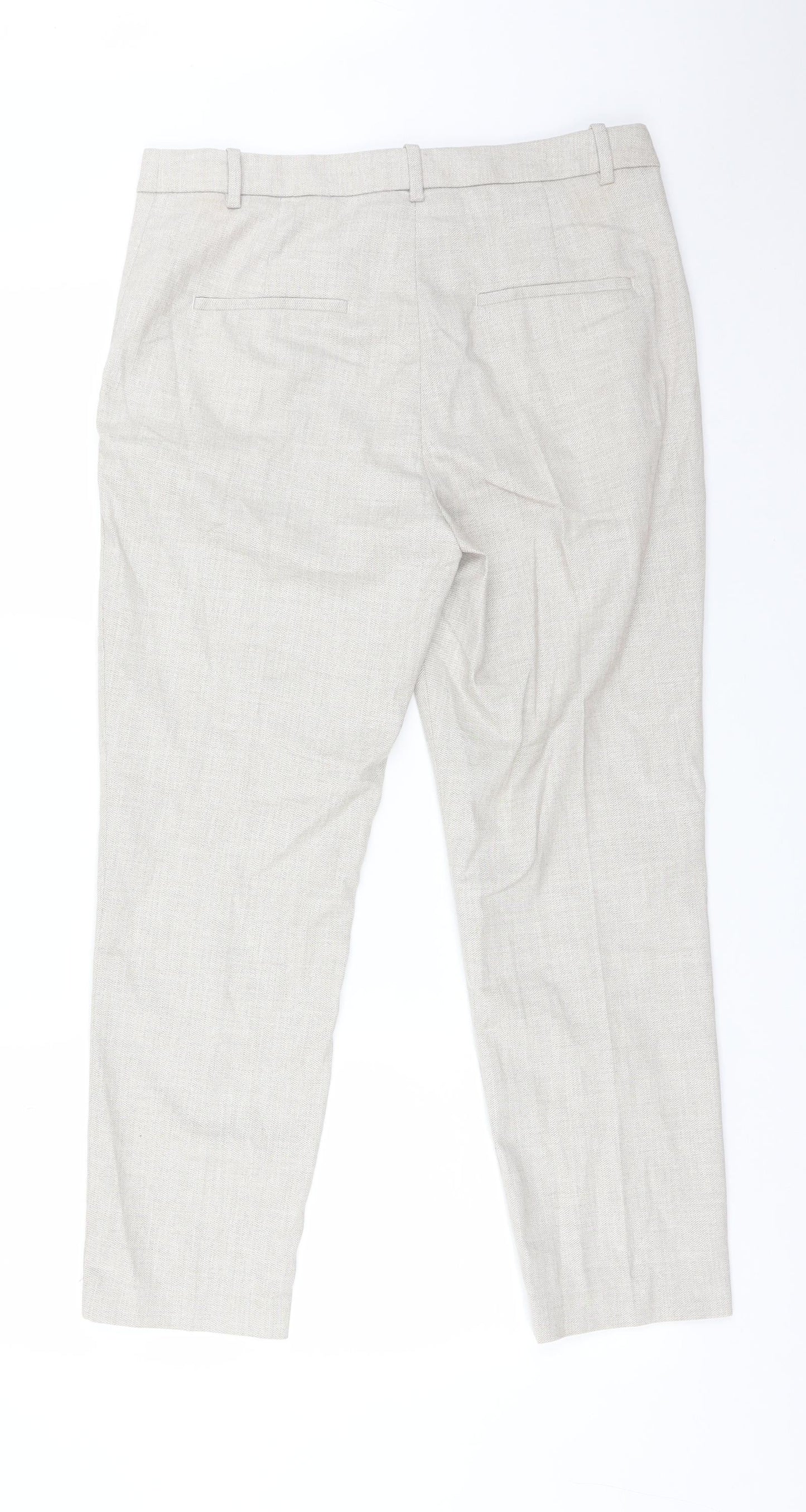 H7M Womens Beige  Polyester Carrot Trousers Size 12 L26 in Regular