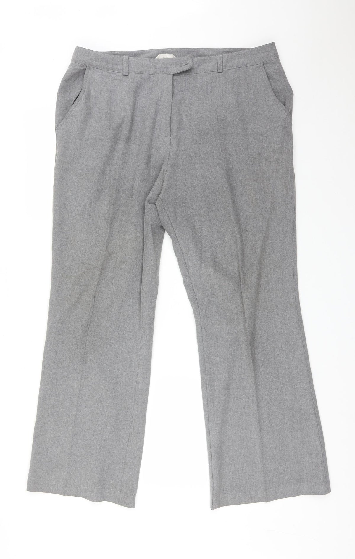 Additional front view of Tyler women’s grey polyester trousers, size UK 18, 29-inch leg regular