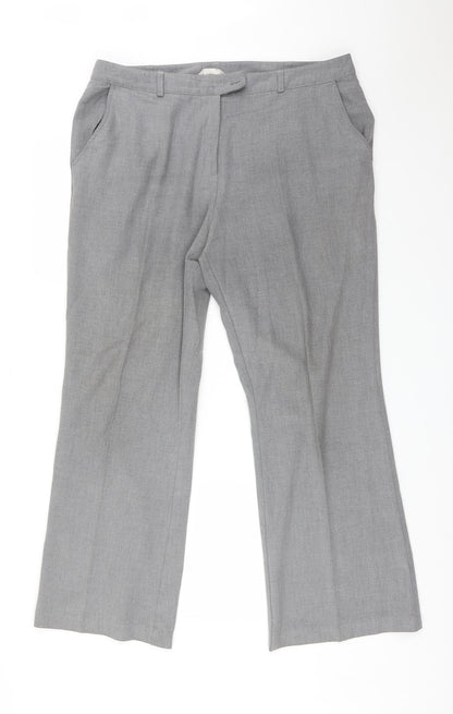 Additional front view of Tyler women’s grey polyester trousers, size UK 18, 29-inch leg regular