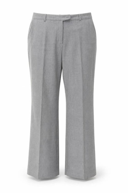 Front view of Tyler women’s grey polyester trousers, size UK 18, 29-inch leg regular