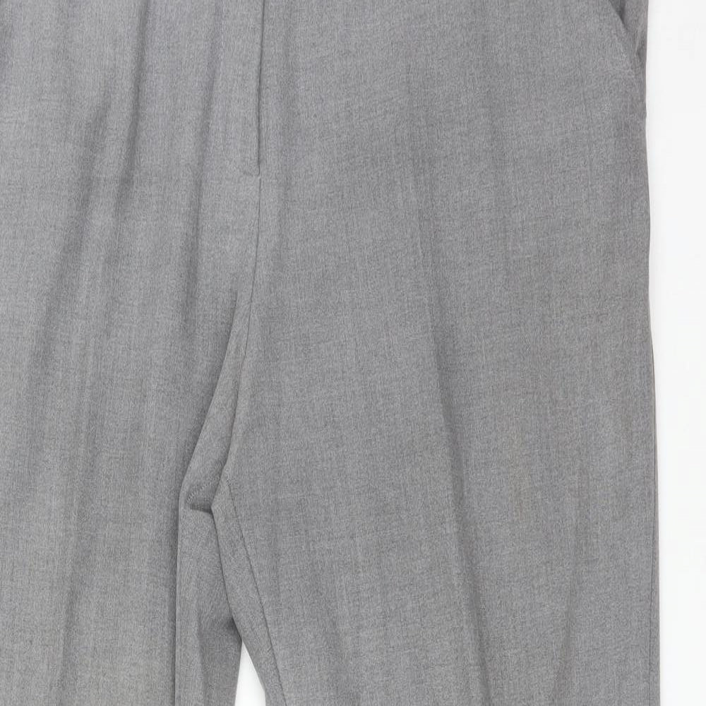 Close-up detail of Tyler women’s grey polyester trousers, size UK 18, 29-inch leg regular