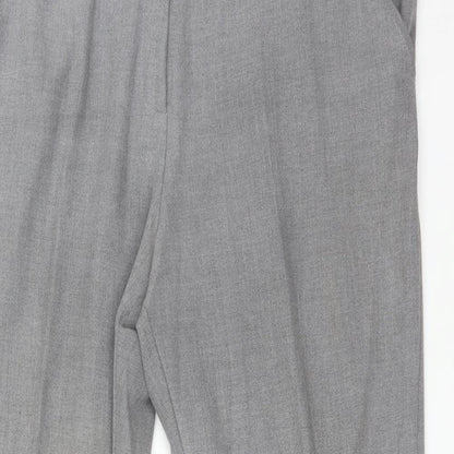 Close-up detail of Tyler women’s grey polyester trousers, size UK 18, 29-inch leg regular
