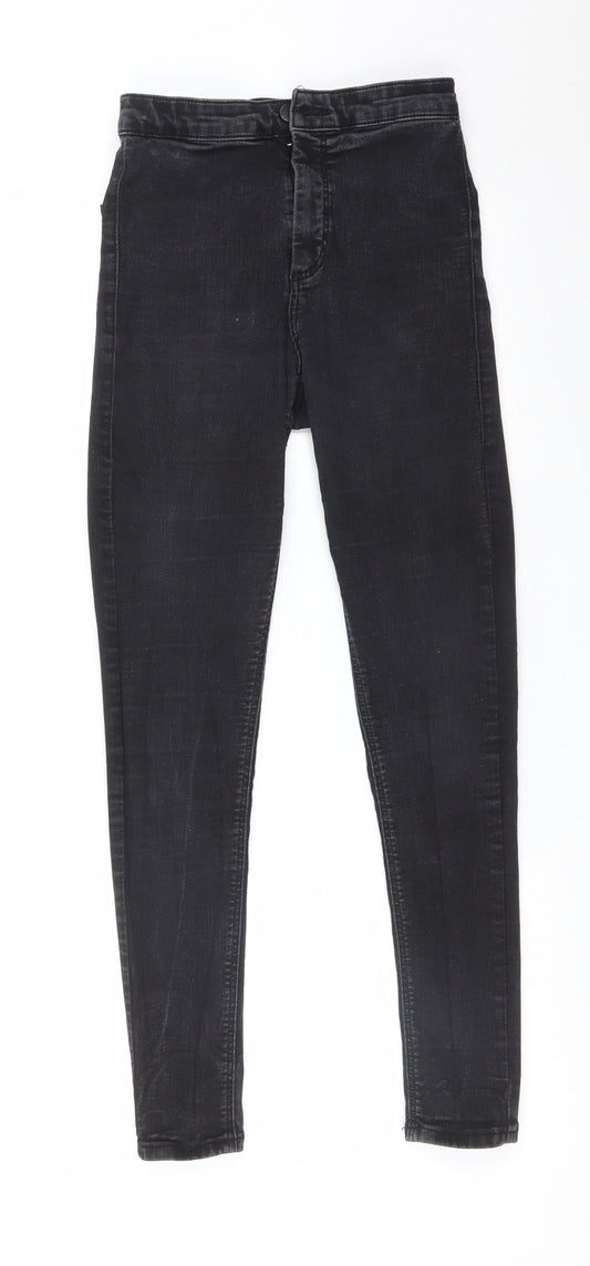 Topshop Womens Black  Cotton Skinny Jeans Size 28 L32 in Regular