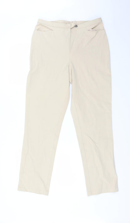 Womens UK Size 14 Preworn Regular Fit  Beige Trousers
