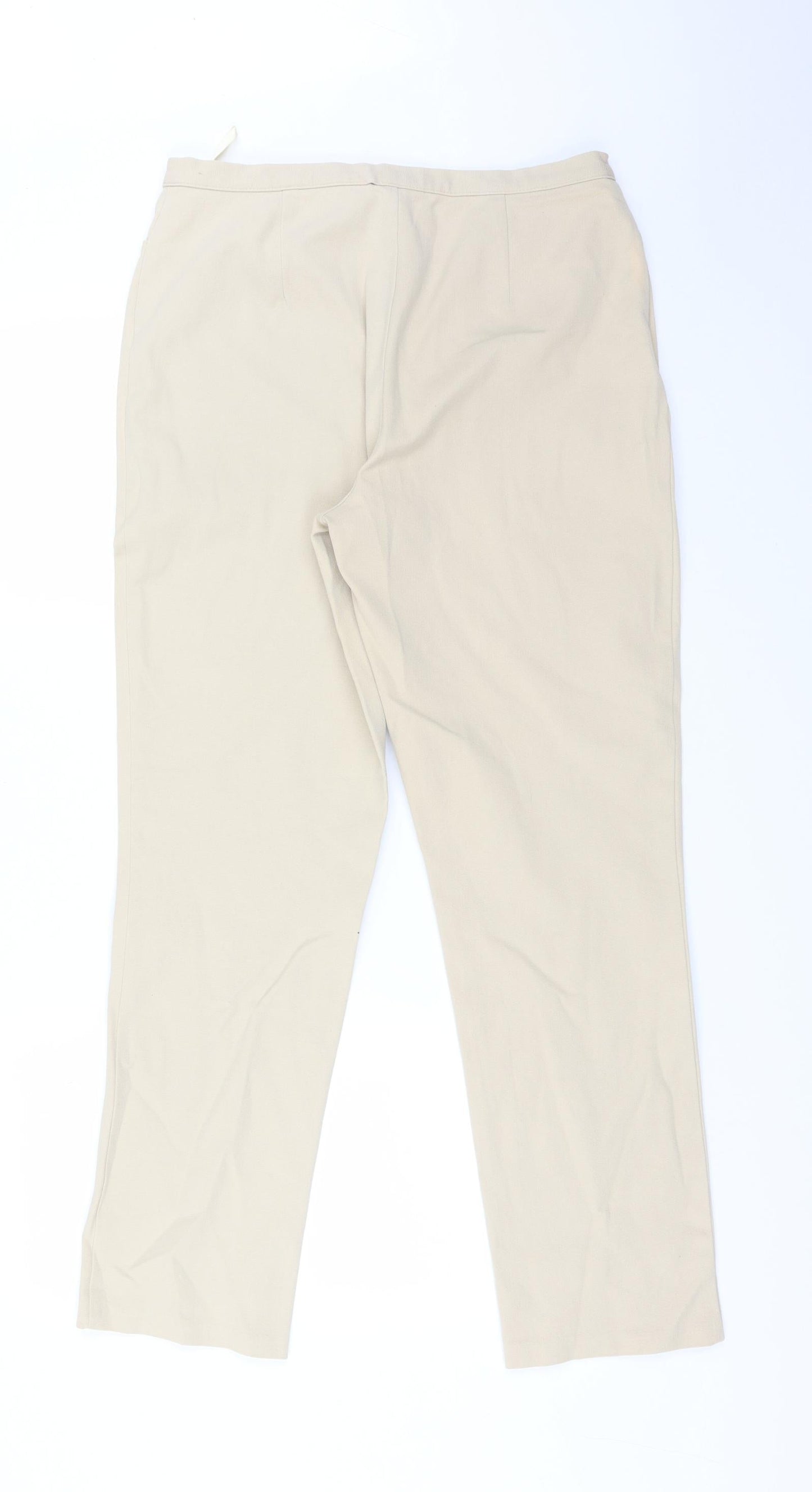 Womens UK Size 14 Preworn Regular Fit  Beige Trousers