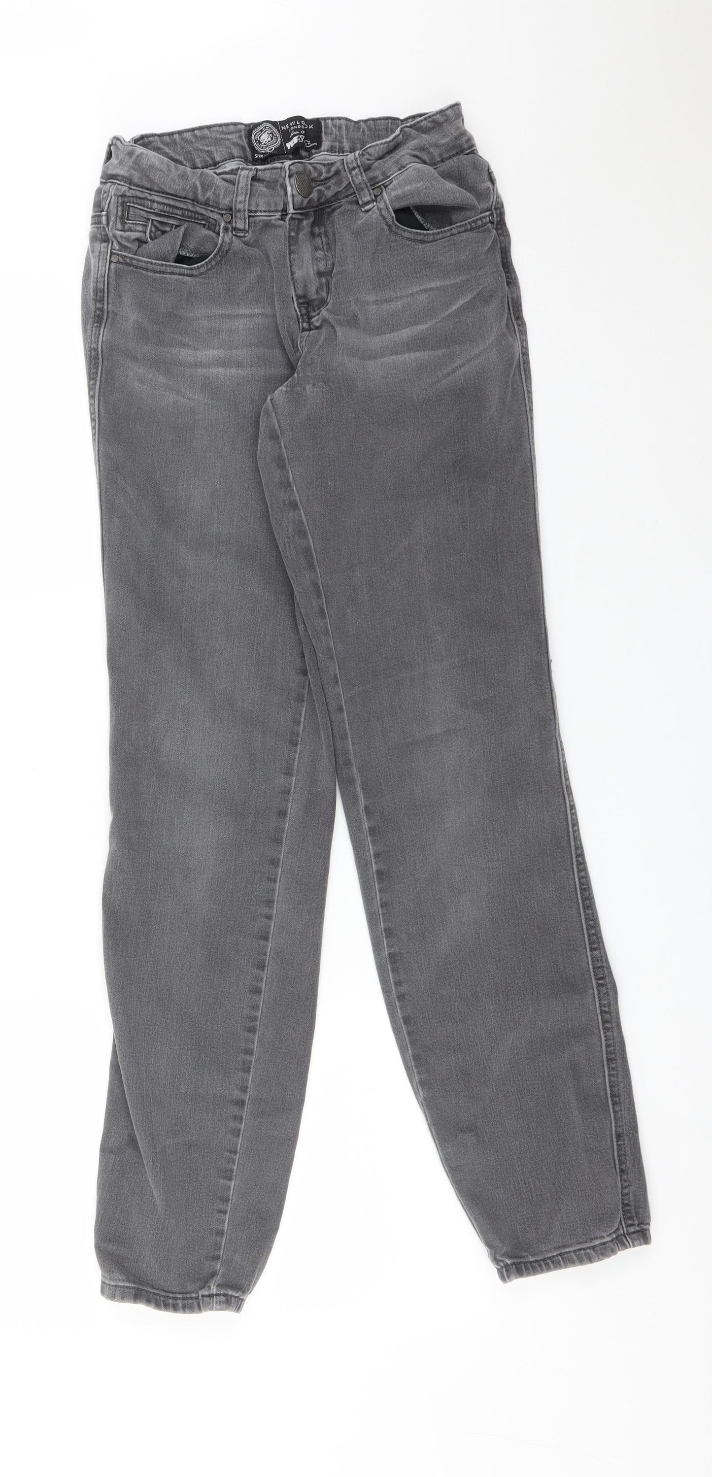 New Look Womens Grey  Cotton Straight Jeans Size 10 L30 in Regular