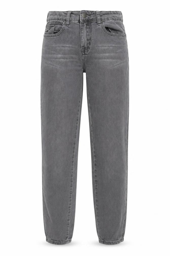 Front view of New Look women’s grey cotton straight jeans, size UK 10, 30-inch leg regular