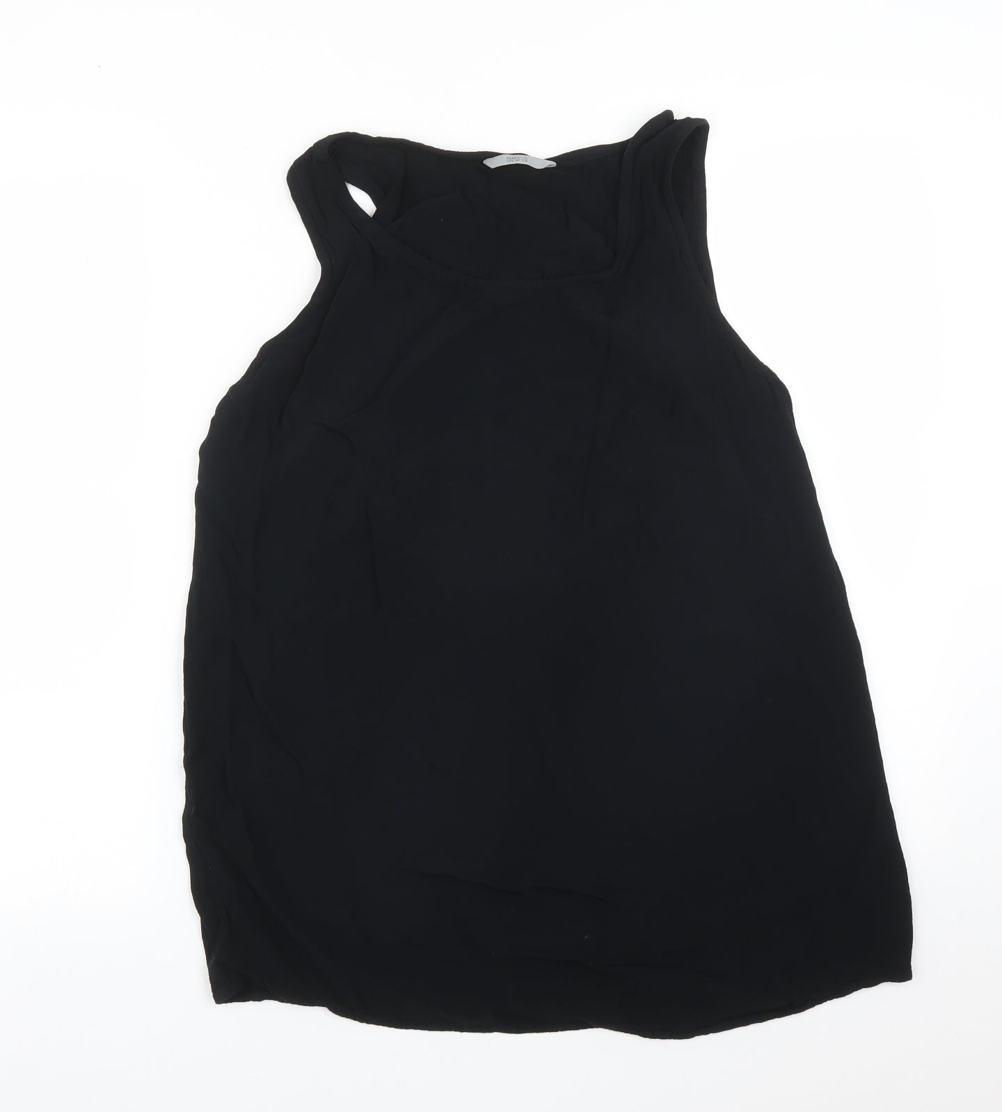 M&S Womens Black  Viscose Basic T-Shirt Size 12 Round Neck