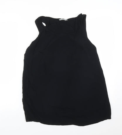 M&S Womens Black  Viscose Basic T-Shirt Size 12 Round Neck