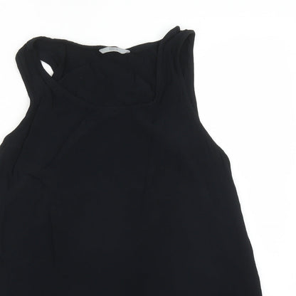 M&S Womens Black  Viscose Basic T-Shirt Size 12 Round Neck