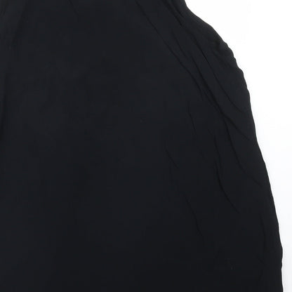 M&S Womens Black  Viscose Basic T-Shirt Size 12 Round Neck