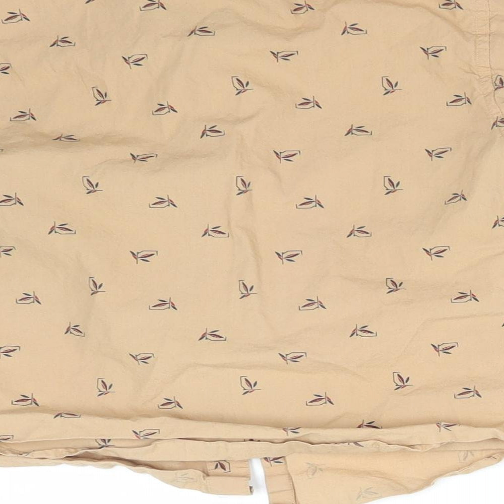 Brand and care label for TITANIC boys’ beige floral basic button-up, size 4, years collared