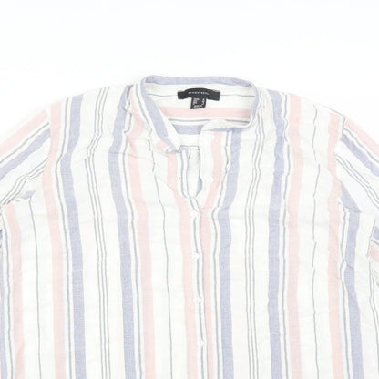 Atmosphere Womens Multicoloured Striped Viscose Basic Blouse Size 10 Round Neck