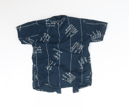 MAGNOX Boys Blue Striped Cotton Basic Button-Up Size 4 Years Collared  - TEXT/SCRIPT