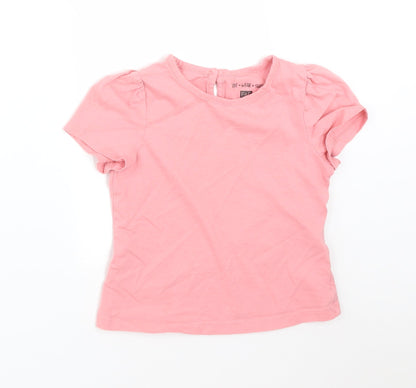 F&F Girls Pink  Cotton Basic T-Shirt Size 4-5 Years Round Neck