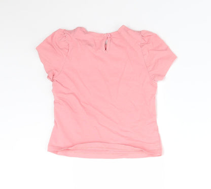 F&F Girls Pink  Cotton Basic T-Shirt Size 4-5 Years Round Neck