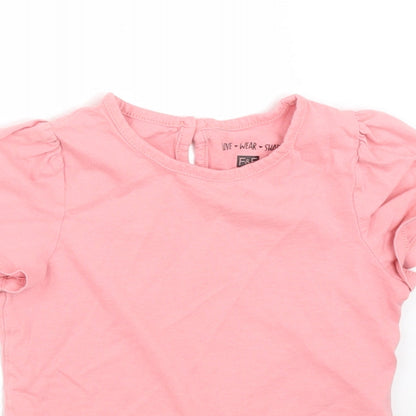 F&F Girls Pink  Cotton Basic T-Shirt Size 4-5 Years Round Neck
