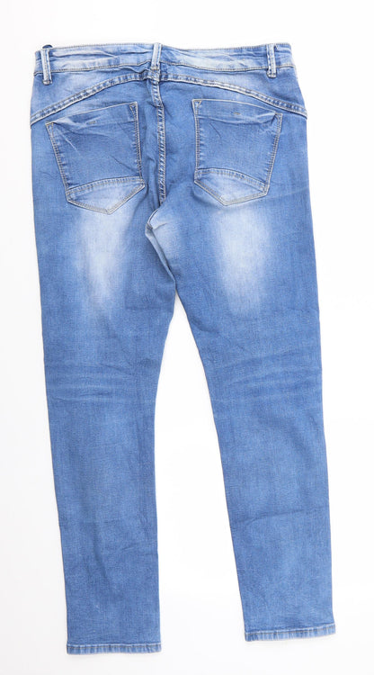 Iteno Jeans Womens Blue  Cotton Straight Jeans Size 4 L27.5 in Regular  - Diagonal Seam Detail Individual style buttons