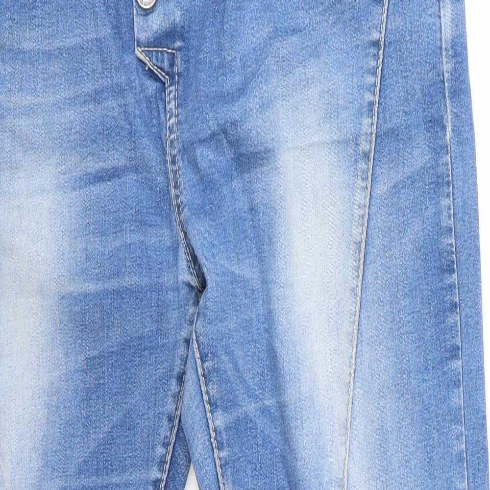 Iteno Jeans Womens Blue  Cotton Straight Jeans Size 4 L27.5 in Regular  - Diagonal Seam Detail Individual style buttons