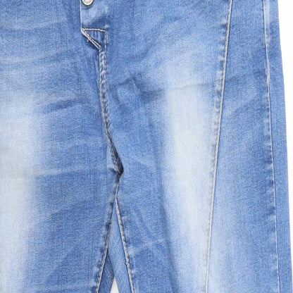 Iteno Jeans Womens Blue  Cotton Straight Jeans Size 4 L27.5 in Regular  - Diagonal Seam Detail Individual style buttons