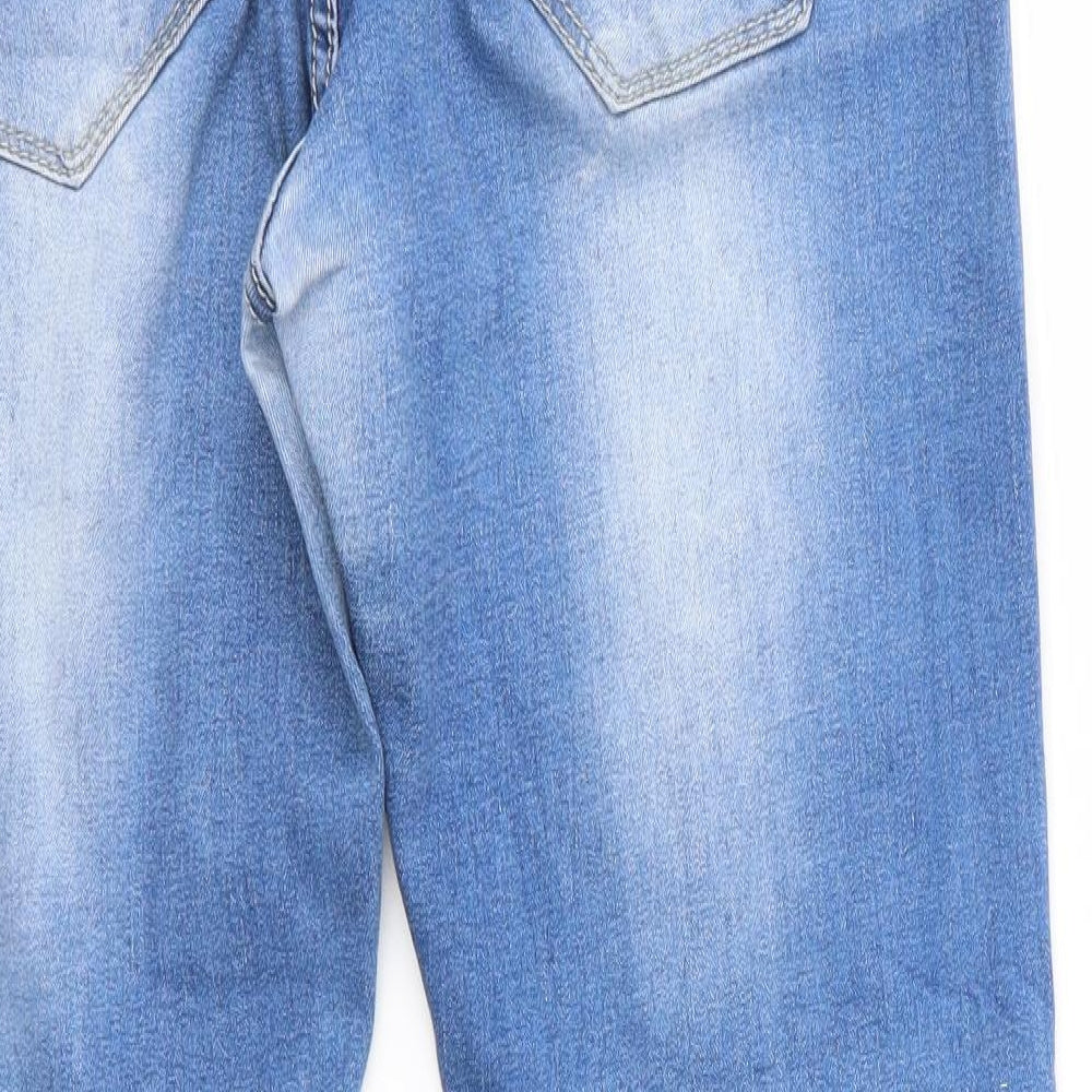 Iteno Jeans Womens Blue  Cotton Straight Jeans Size 4 L27.5 in Regular  - Diagonal Seam Detail Individual style buttons