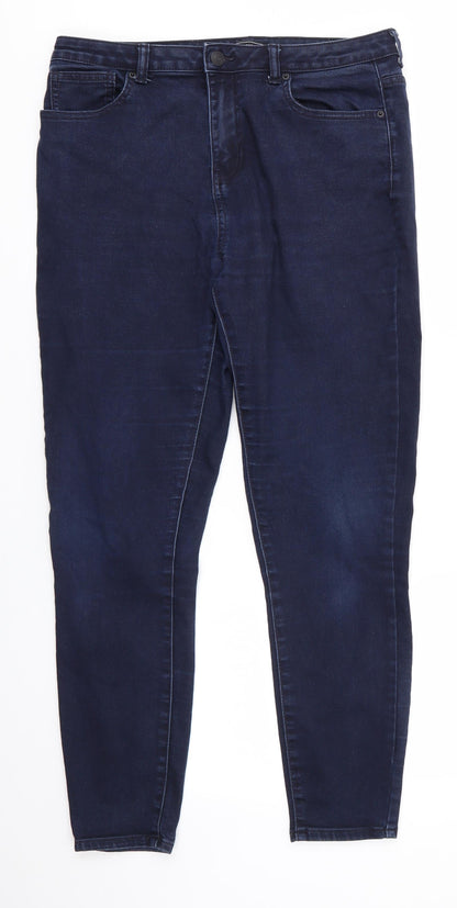 Avenue Denim Womens Blue  Cotton Skinny Jeans Size 14 L27 in Regular  - Indigo Mix