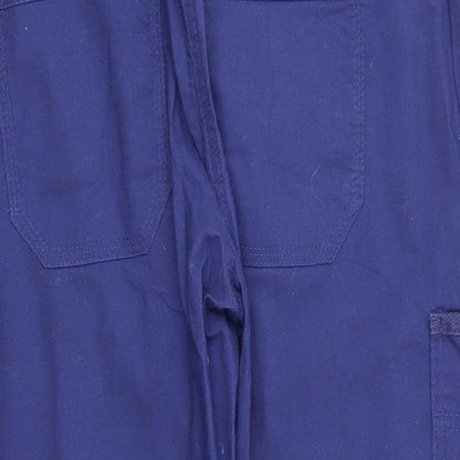Authentic Womens Blue  Cotton Cropped Trousers Size 8 L20.5 in Regular  - Back Elastication Adjustable Length Leg