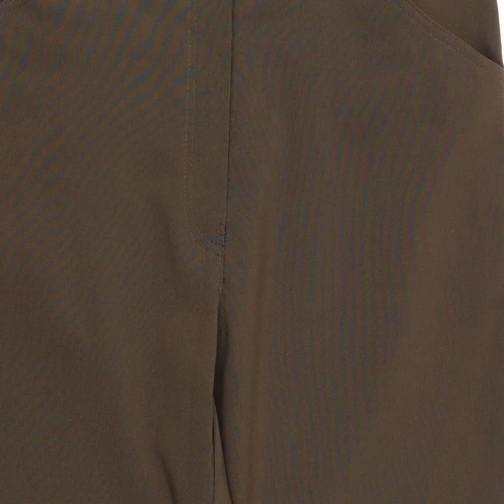 Biaggini Womens Green  Polyester Cropped Trousers Size 16 L22 in Regular  - Dark Olive Green