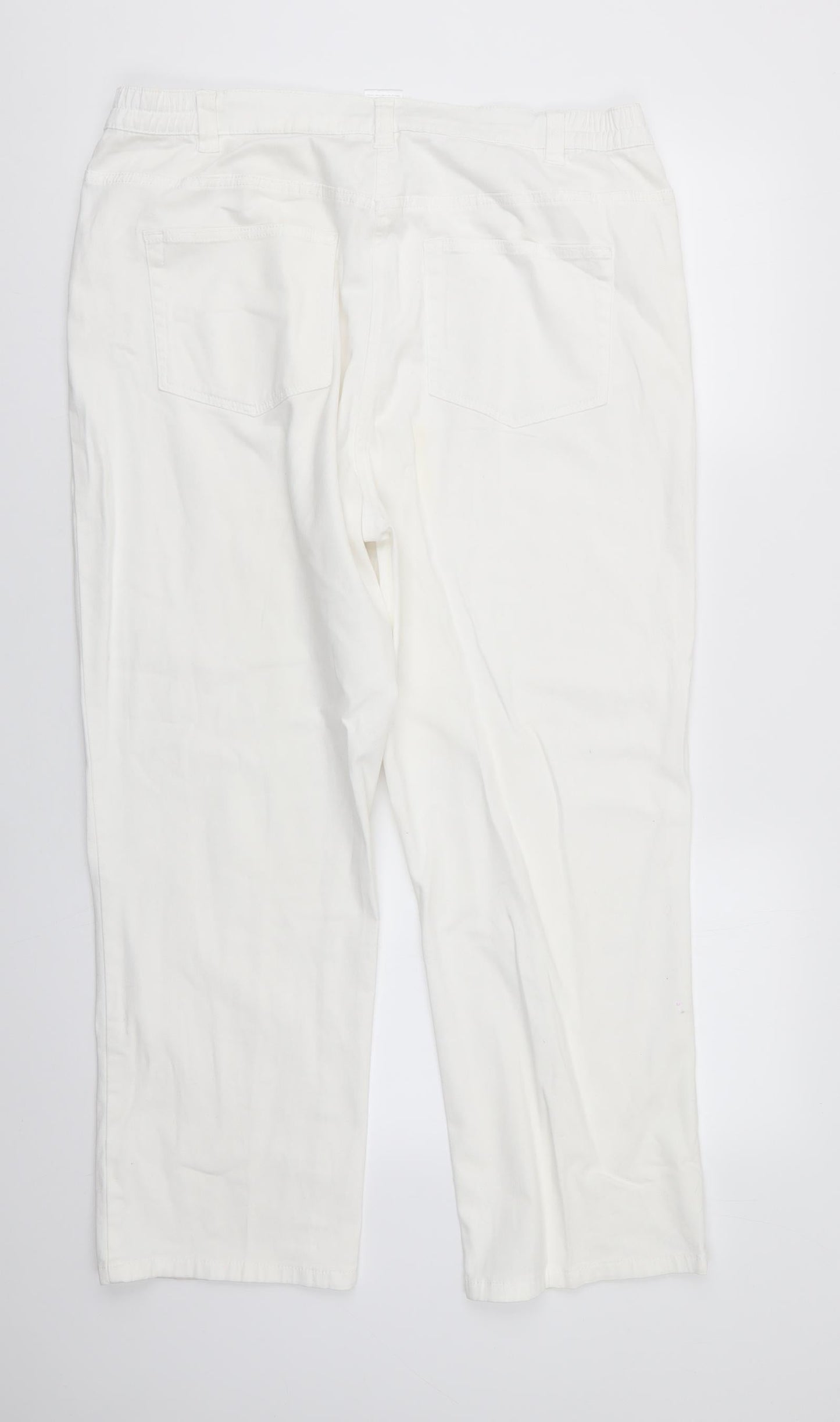 Damart Womens White  Cotton Straight Jeans Size 20 L26 in Regular  - Side Elastication Soft texture