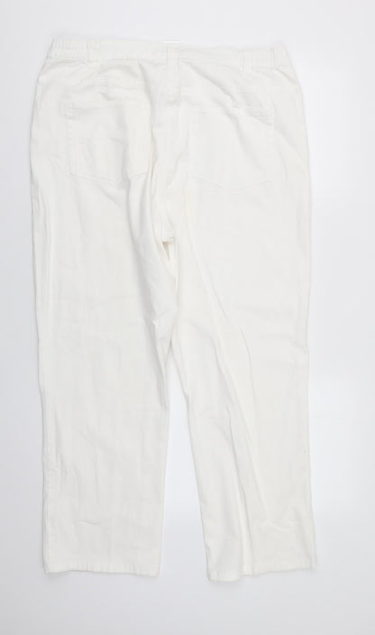 Damart Womens White  Cotton Straight Jeans Size 20 L26 in Regular  - Side Elastication Soft texture