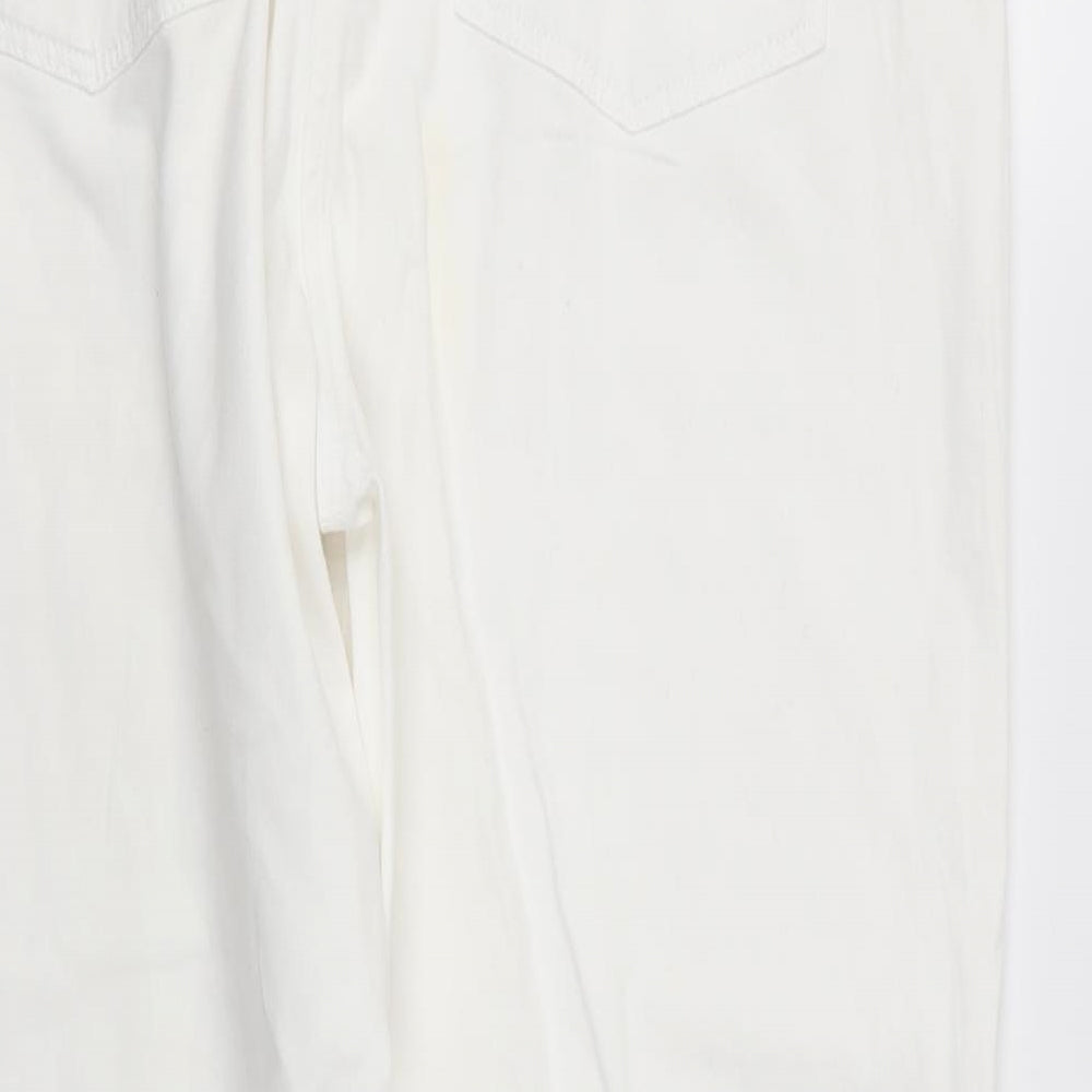 Damart Womens White  Cotton Straight Jeans Size 20 L26 in Regular  - Side Elastication Soft texture