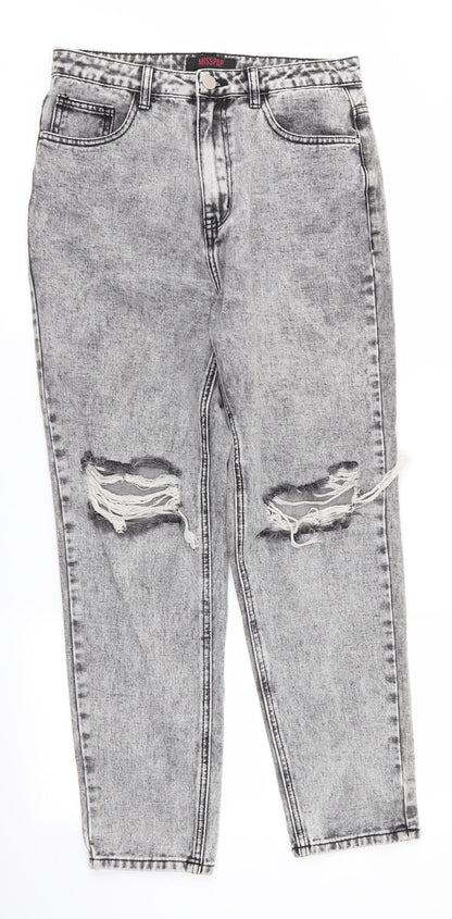 Misspap Womens Black  Cotton Skinny Jeans Size 10 L27 in Regular  - Black Grey Stonewash