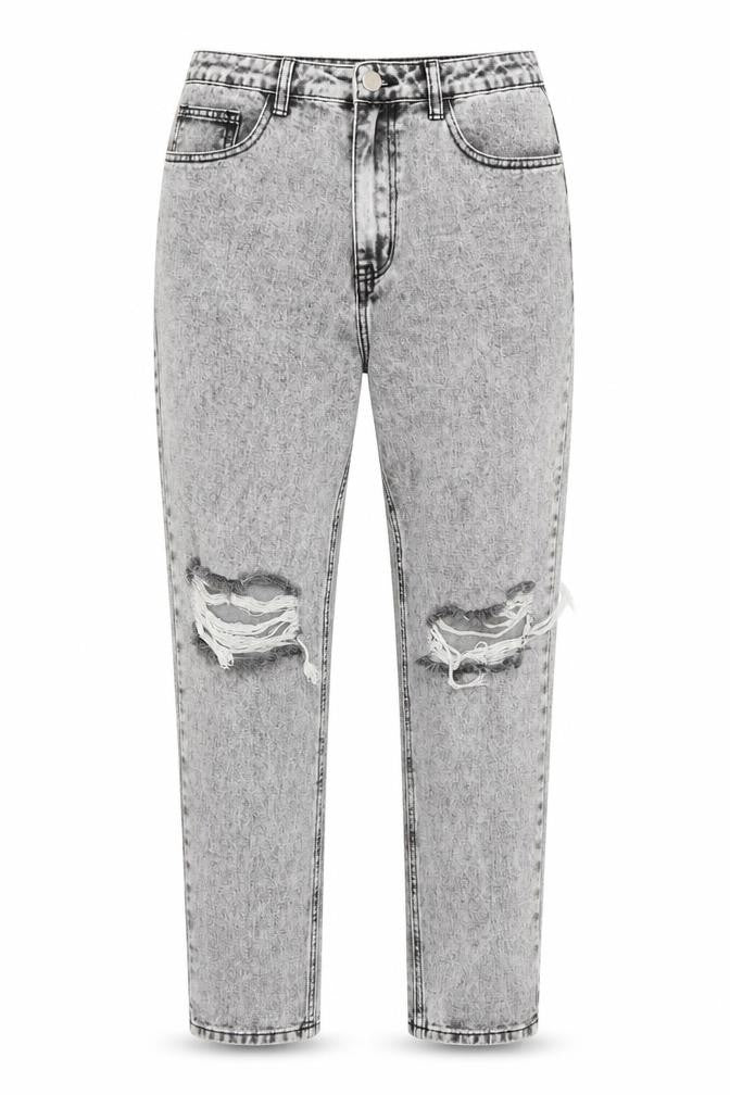 Front view of Misspap women’s black cotton skinny jeans, size UK 10, 27-inch leg regular - black grey stonewash