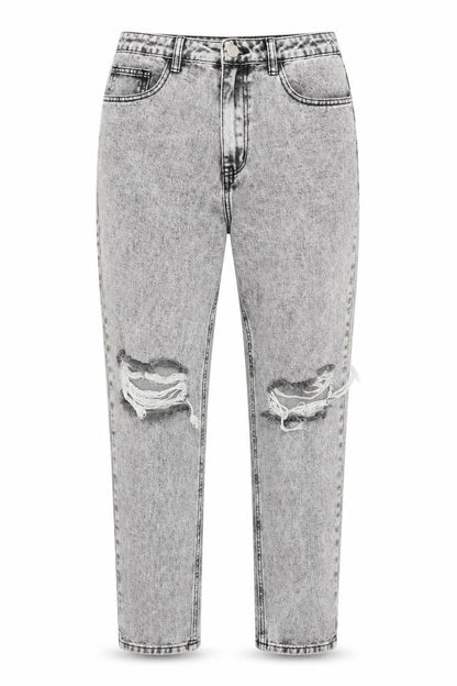Front view of Misspap women’s black cotton skinny jeans, size UK 10, 27-inch leg regular - black grey stonewash
