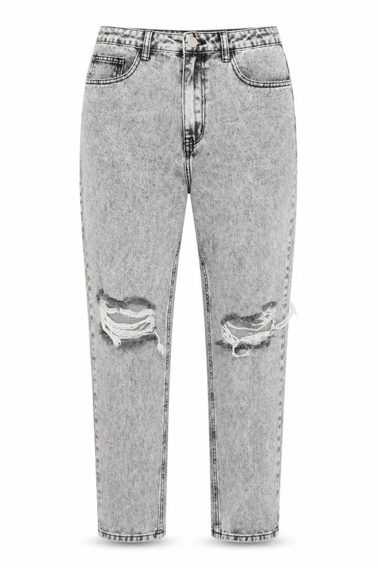 Front view of Misspap women’s black cotton skinny jeans, size UK 10, 27-inch leg regular - black grey stonewash