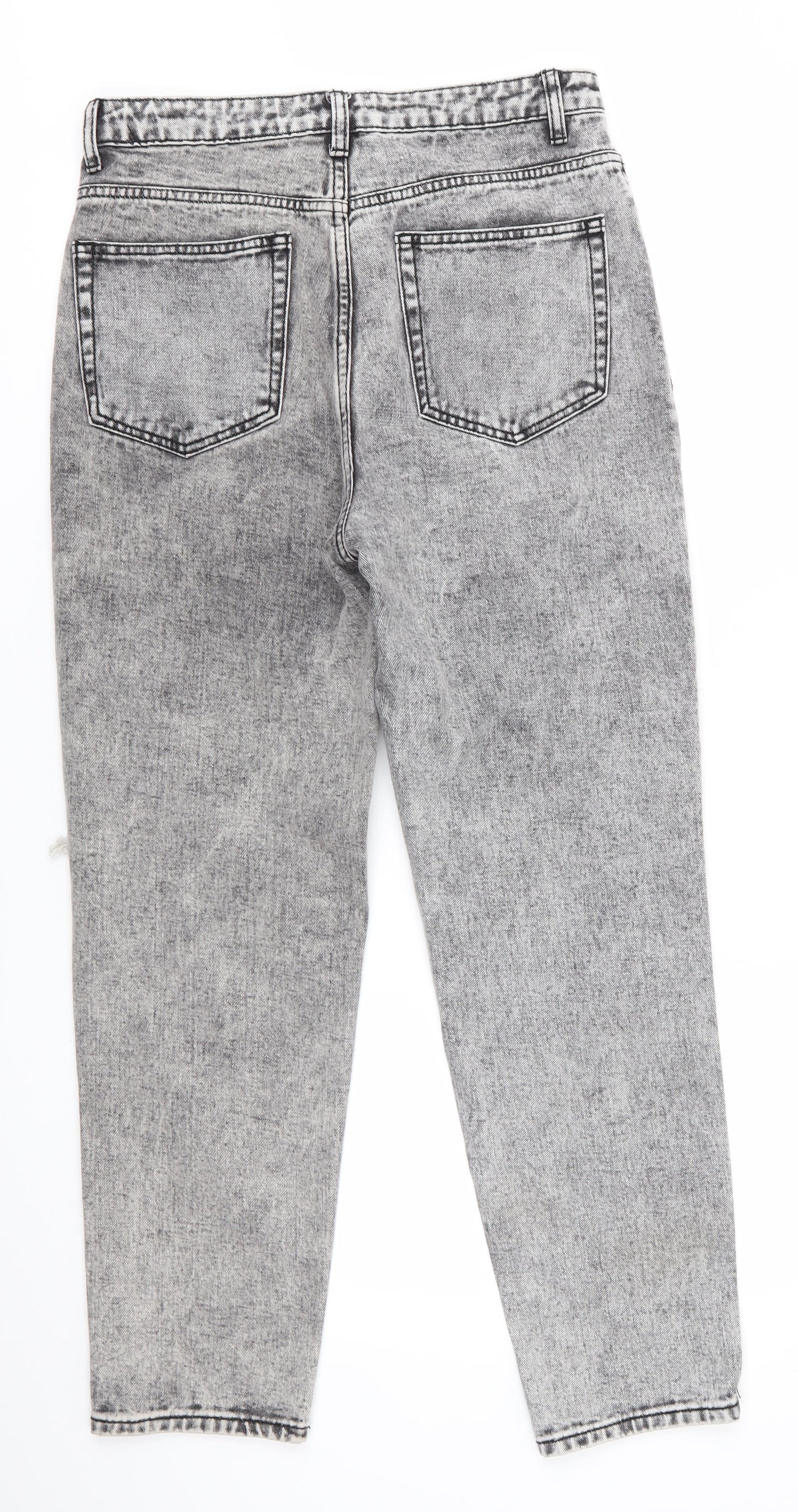 Misspap Womens Black  Cotton Skinny Jeans Size 10 L27 in Regular  - Black Grey Stonewash