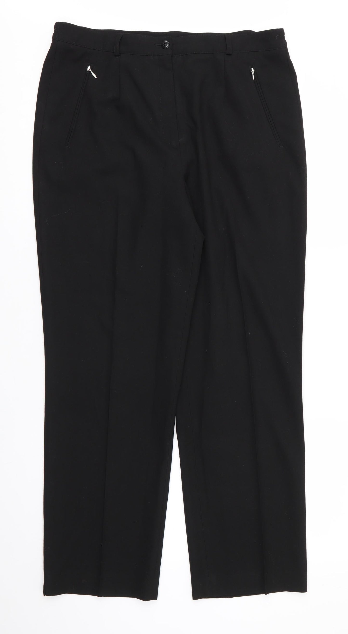 Valerie Herman Womens Black  Polyester Trousers  Size 16 L28.5 in Regular  - Side Elastication