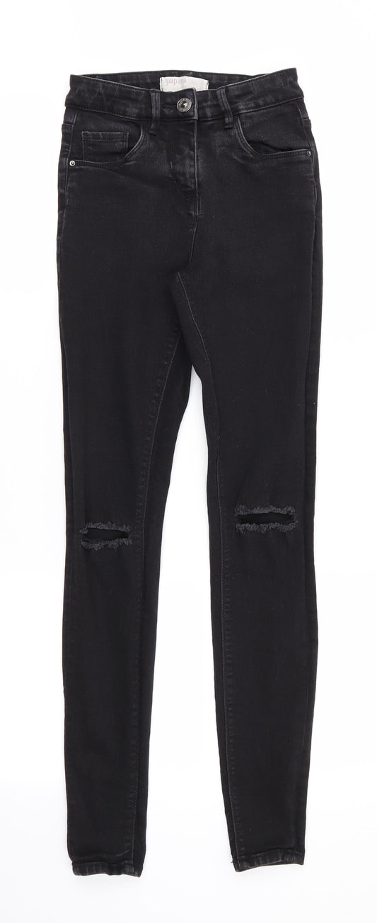 Papaya Denim Womens Black  Cotton Skinny Jeans Size 8 L29 in Regular