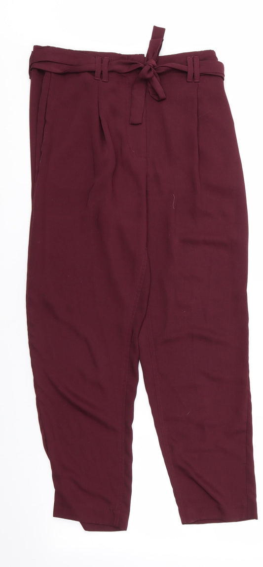Womens UK Size 8 H&M Regular Fit Cropped Brown Trousers