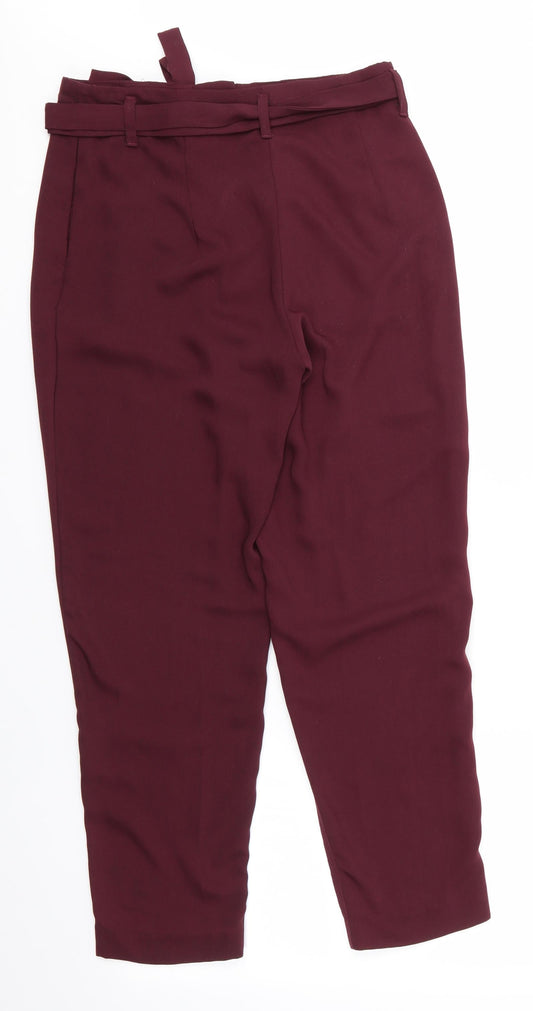Womens UK Size 8 H&M Regular Fit Cropped Brown Trousers