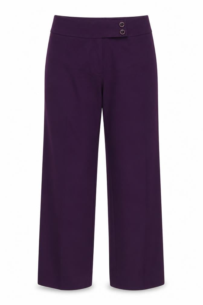 Front view of Planet women’s purple polyester trousers, size UK 8, 31-inch leg regular - wide legged