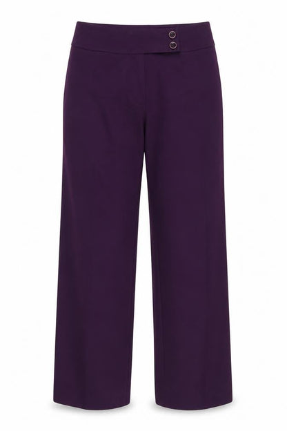Front view of Planet women’s purple polyester trousers, size UK 8, 31-inch leg regular - wide legged