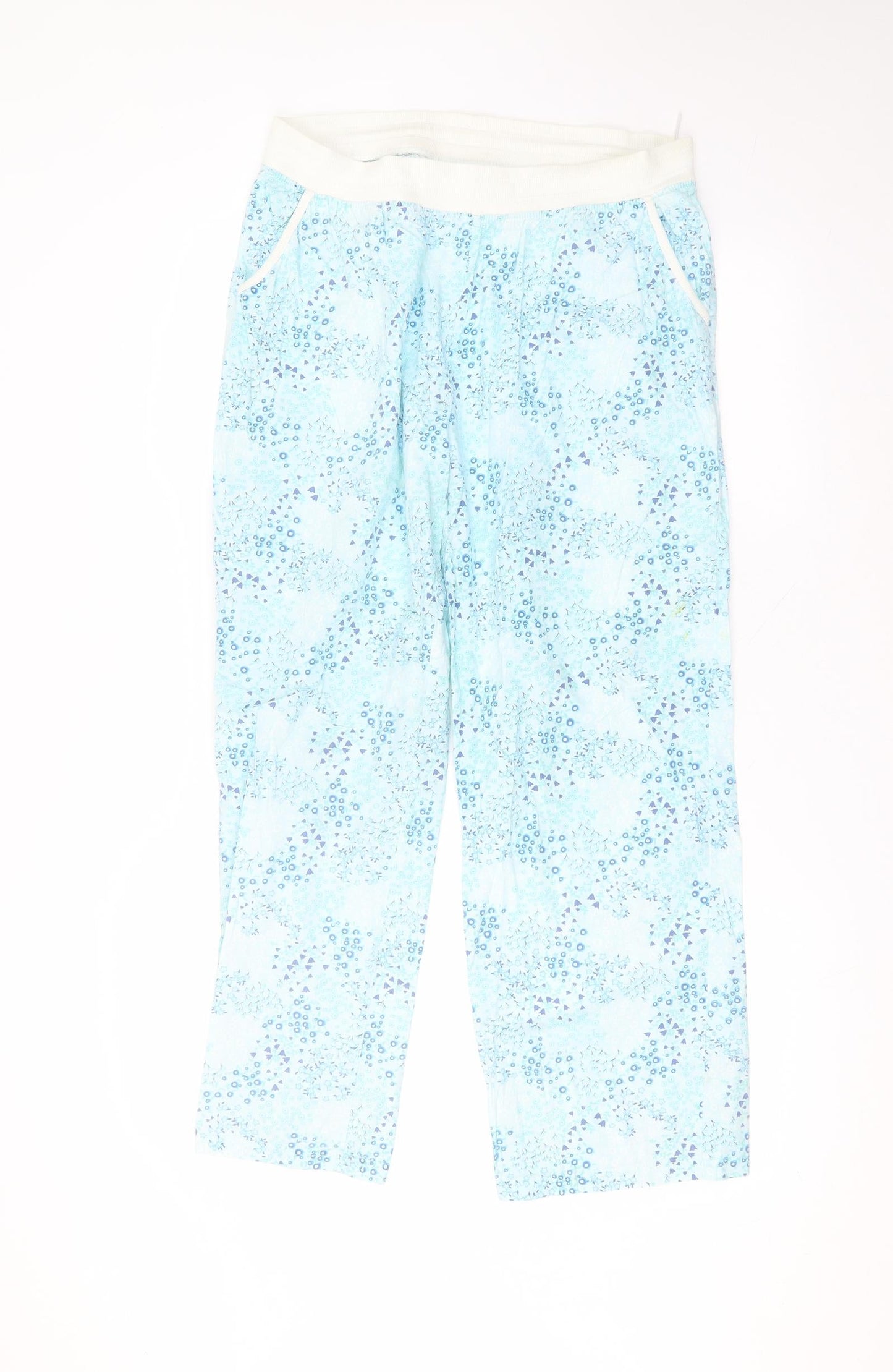 Avenue Womens Blue Floral Cotton Trousers  Size 12 L25 in Regular