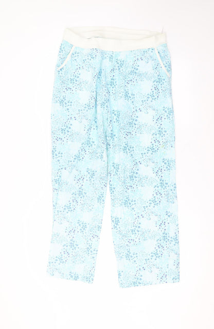 Avenue Womens Blue Floral Cotton Trousers  Size 12 L25 in Regular