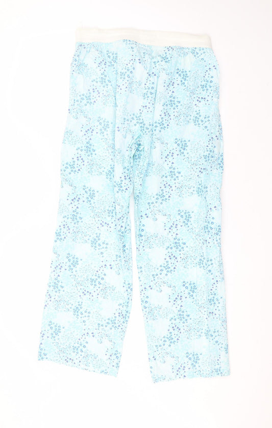 Avenue Womens Blue Floral Cotton Trousers  Size 12 L25 in Regular