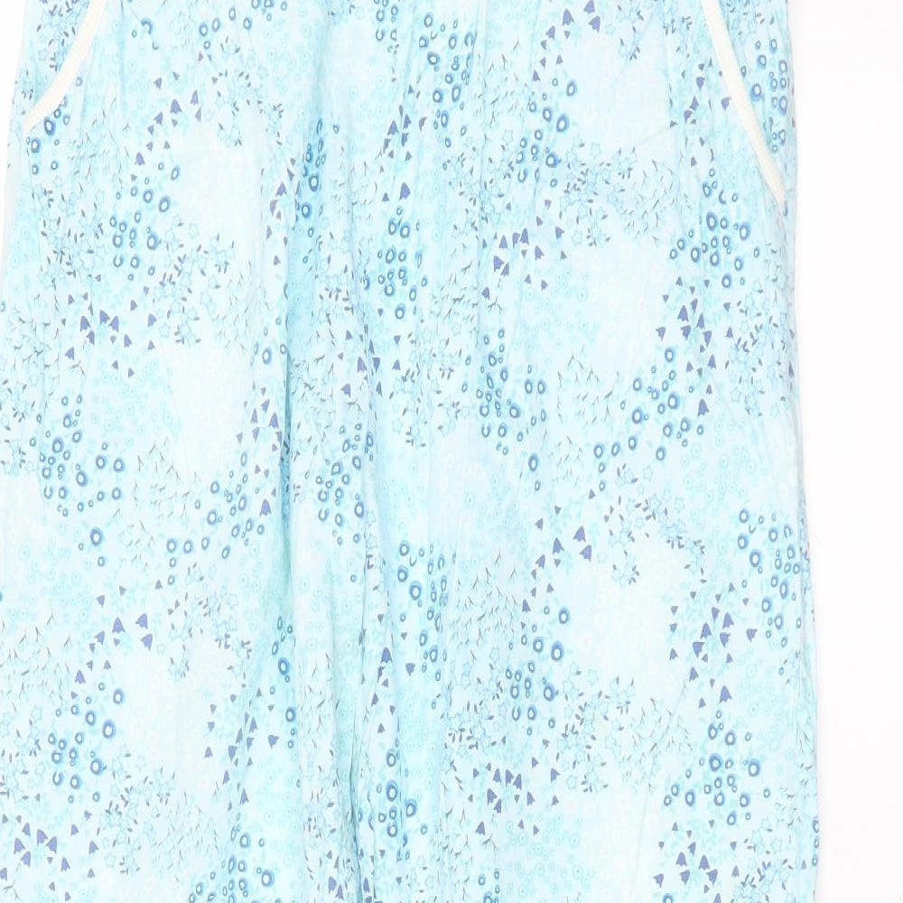 Avenue Womens Blue Floral Cotton Trousers  Size 12 L25 in Regular