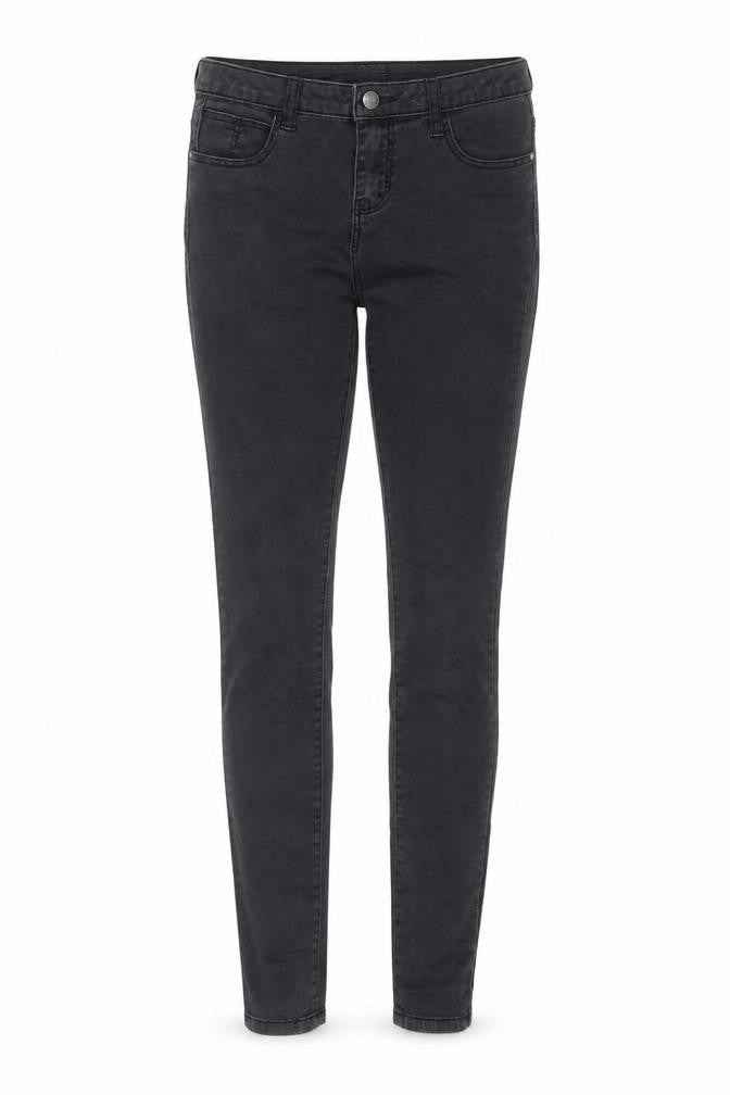 Front view of Denim & Co. women’s black cotton skinny jeans, size UK 10, 31-inch leg regular